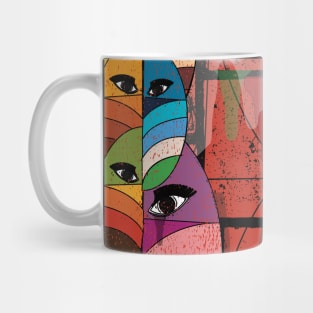 Colorful eyes and face geometric shapes Mug